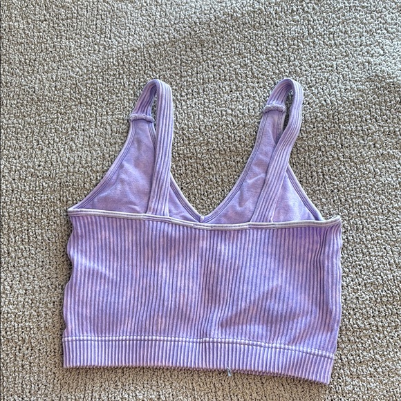 Purple Ribbed Crop Top - Picture 2 of 3